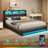 Upholstered Platform Bed Frame with Wingback Headboard, LED Lights & 4 Storage Drawers-1454704322-1454704333-1469650476