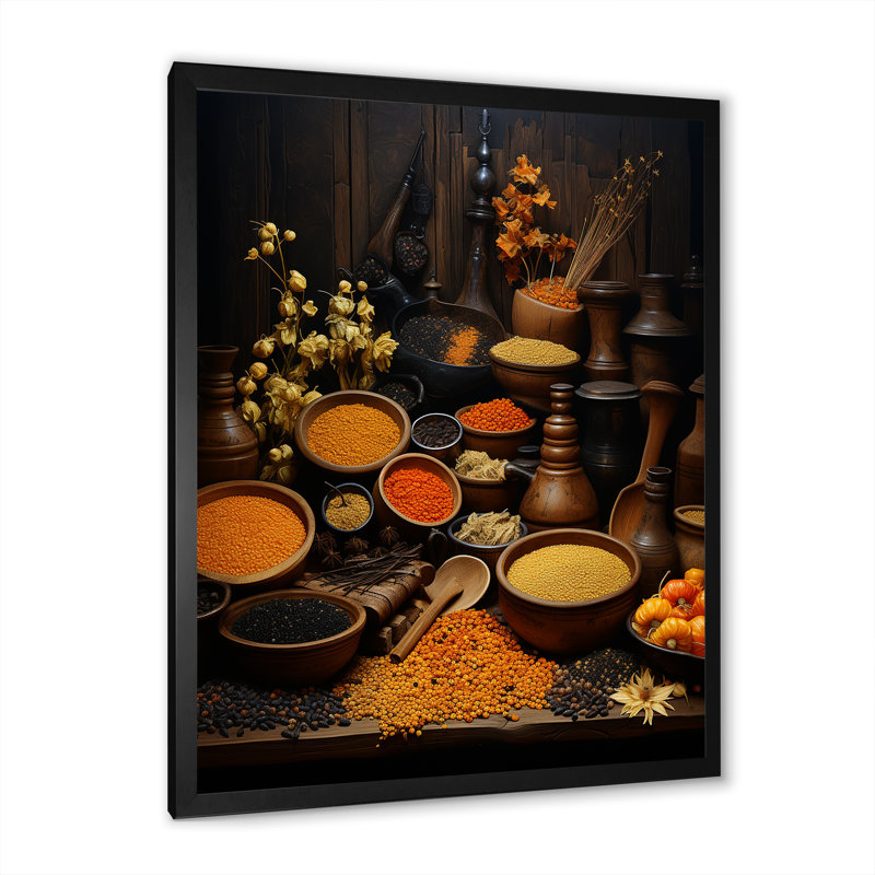 «Oriental Spices Food IV», reproduction sur toile, H 32 po x l 16 po x P 1 po, Cadre photo noir