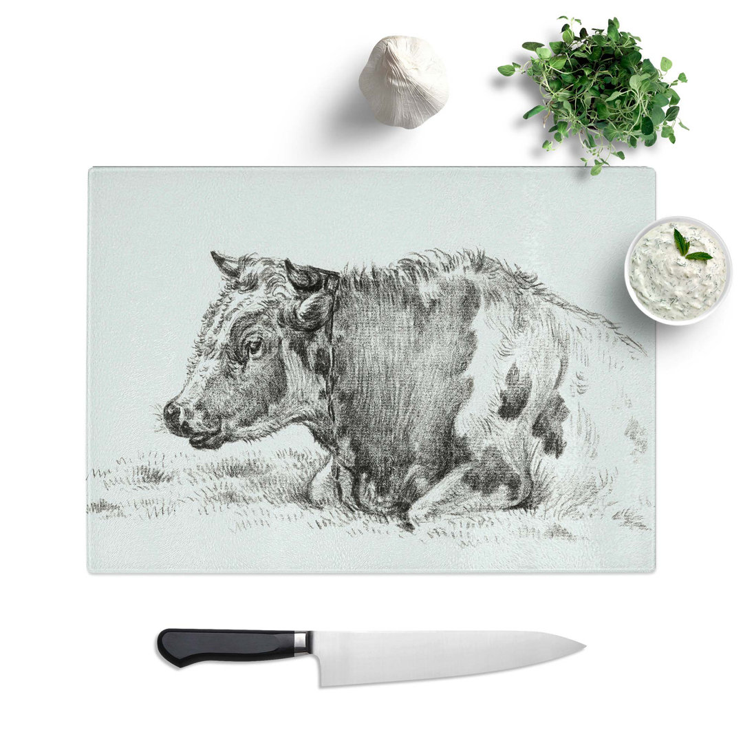 Tempered Glass Resting Cow by Jean Bernard Chopping Board