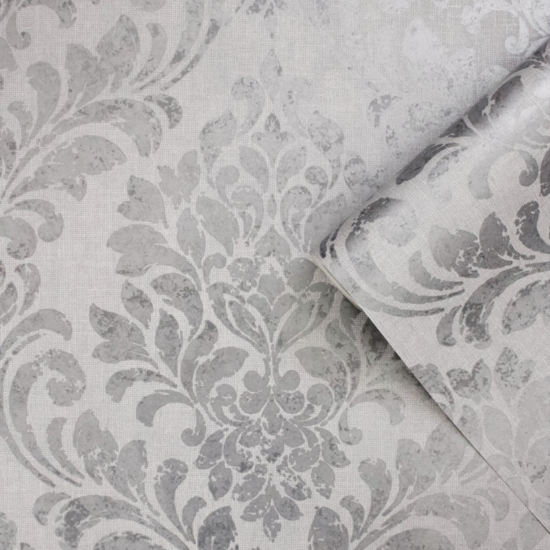 Gillenwater 10.05m x 53cm Semi-Gloss Wallpaper Roll, Grey