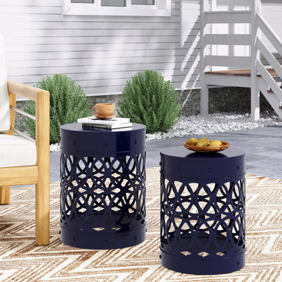 Ensemble de 2 tables de bout d'extérieur en métal pour l'extérieur
