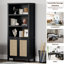 Bibliothèque en rotin d'inspiration bohémienne avec armoire de rangement et tablettes réglables-102716425-122534210
