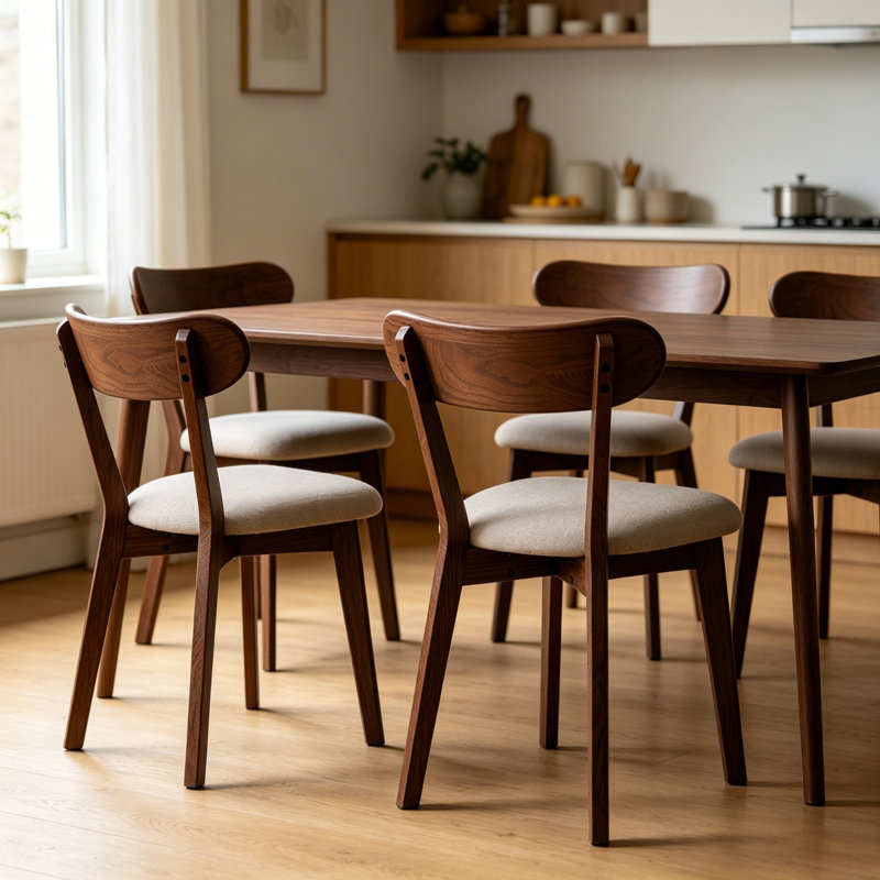 Chaises de salle à manger rembourrées Hoopes, Brun, Beige, 4
