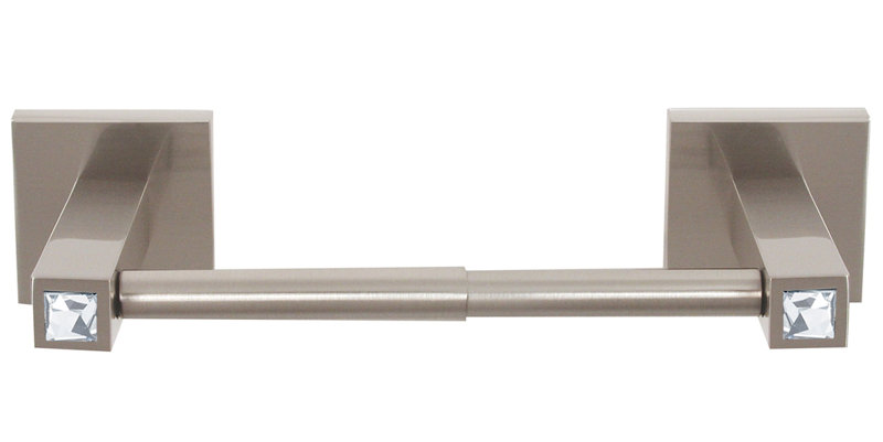 Swarovski Crystal Wall Mounted Toilet Paper Holder, Satin Nickel