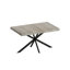 Table de salle à manger rectangulaire de 55,11 po à 70,86 po, plateau Carole gris avec plaque centrale embossée noire, table de salle à manger en fer fin noir avec base en fer fin et boîte de rangement.-133525969