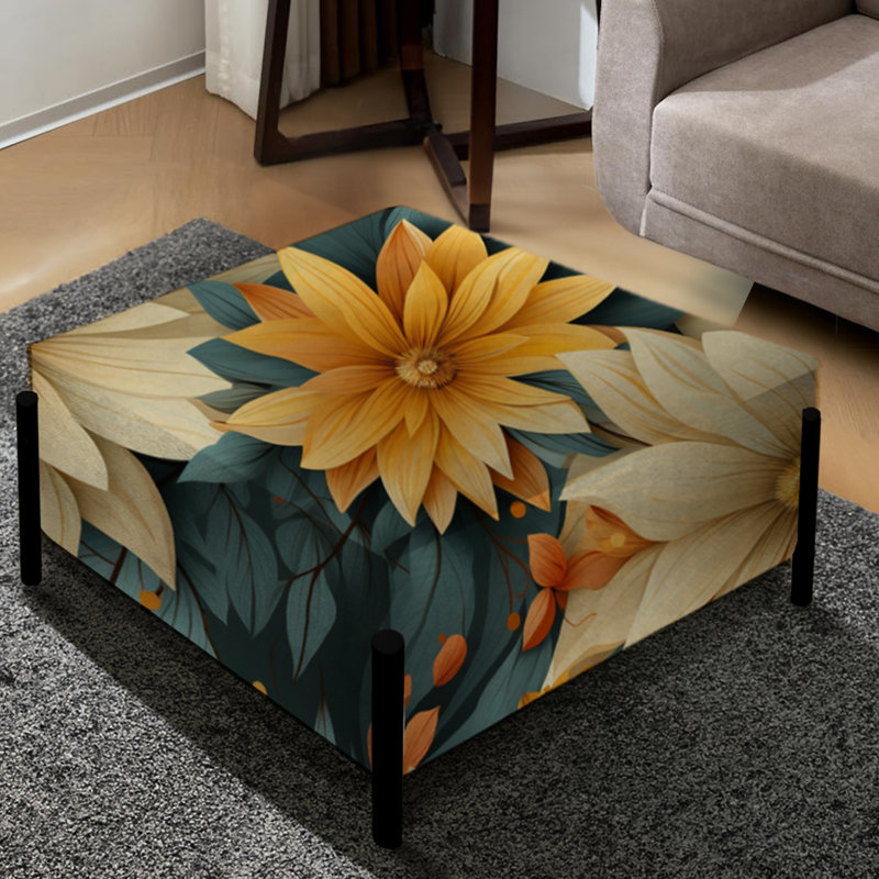 Chrysanthème Mandala Boho Motif IV - Grand repose-pieds carré floral