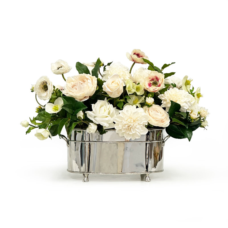 MIX FLORAL IN IN BRASS PLANTER