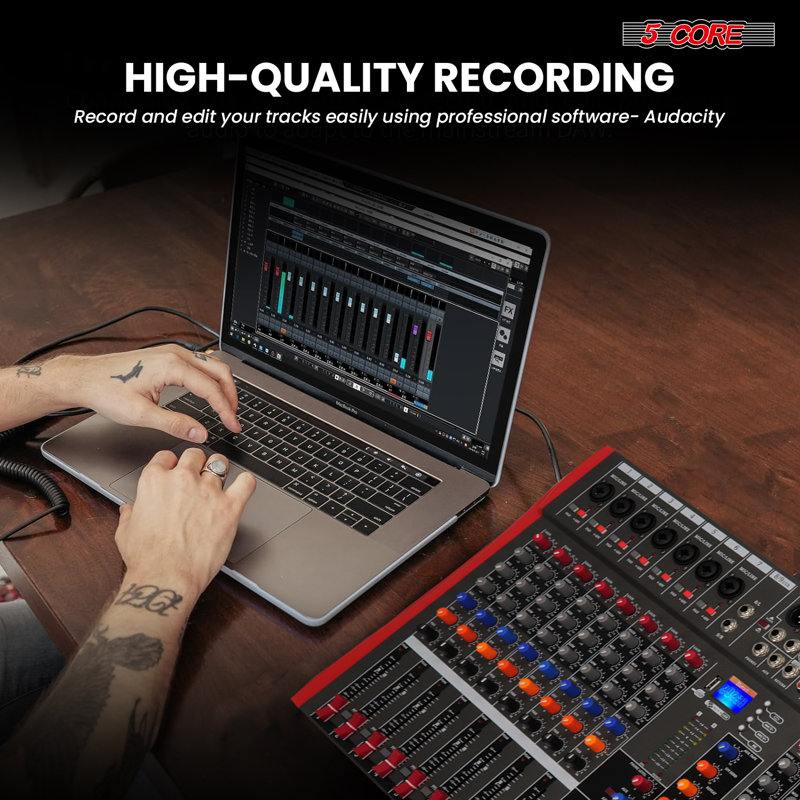 Mélangeur audio 5 cœurs, 16 canaux, table de mixage dj, Bluetooth, USB, analogique, professionnel et audio