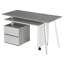 Bureau rotatif gris multi-positions avec armoire à 2 tiroirs et table d'appoint roulante