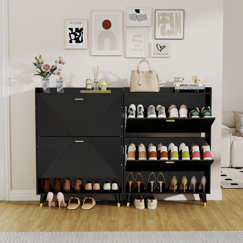 Armoire à chaussures avec 2 tiroirs rabattables