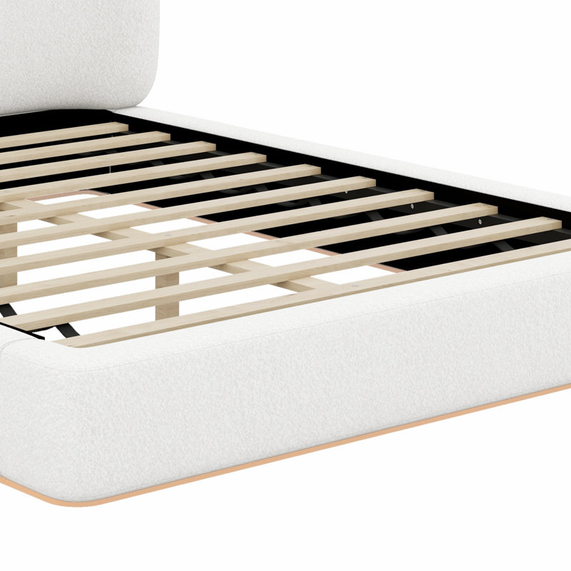 Lit plateforme tapissier Modern, White, Grand lit