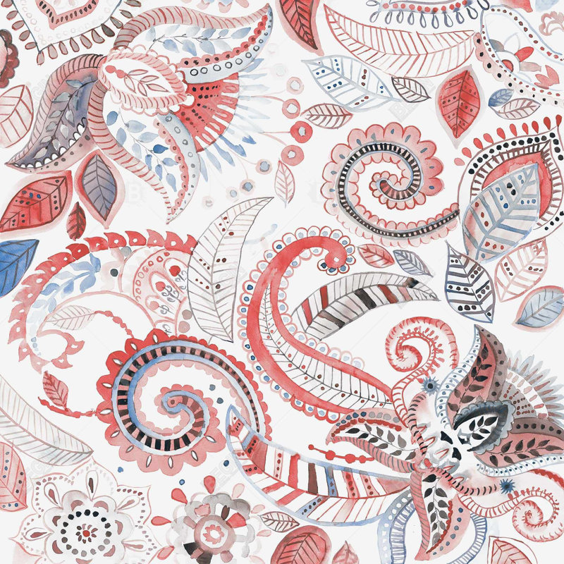 Motif cachemire - Toile encadrée 36 po x 36 po