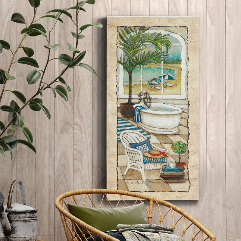 Jour au paradis I - peinture sur toile tendue, H 24 po x l 12 po x P 1 po