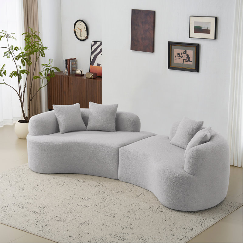 Canapé courbé rembourré pour petits espaces d'intérieur, Gris