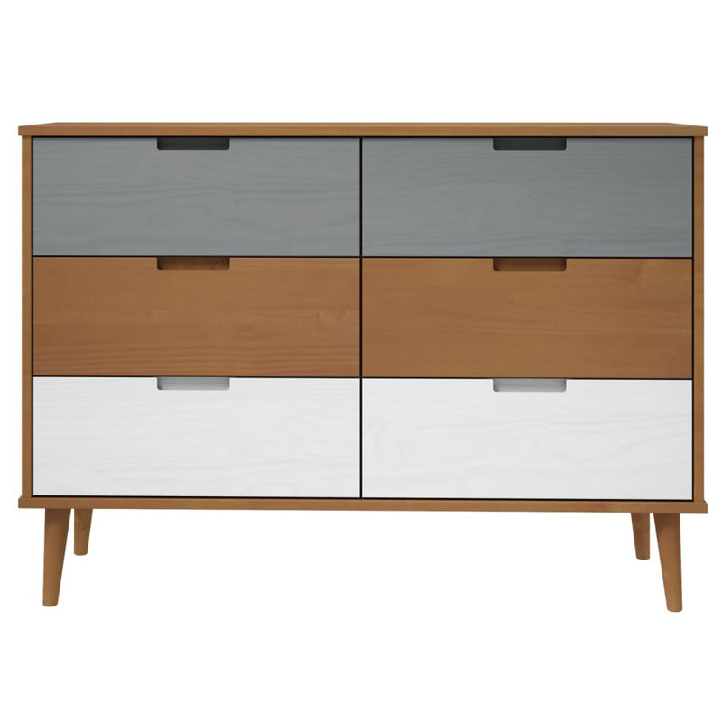 Hollin Solid Wood 113 cm W Chest of 6 Drawers