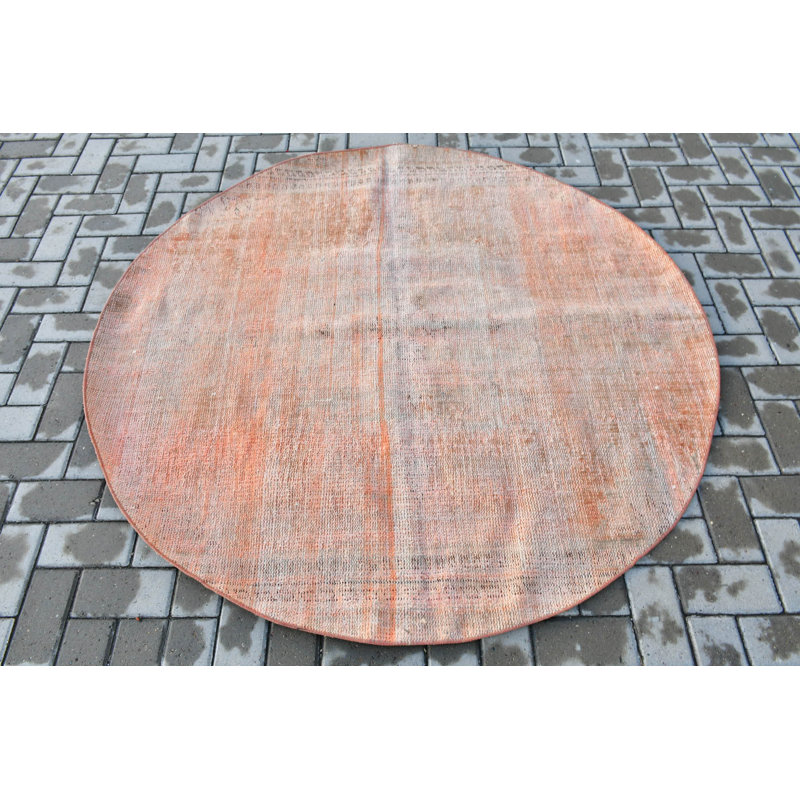 Tapis turc rond fait à la main de couleur orange offrant un plancher tissé doux unique pour la décoration intérieure