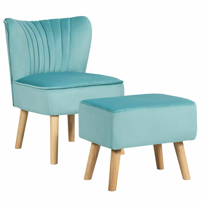 Tingley Upholstered Cotton Slipper Chair With Footstool