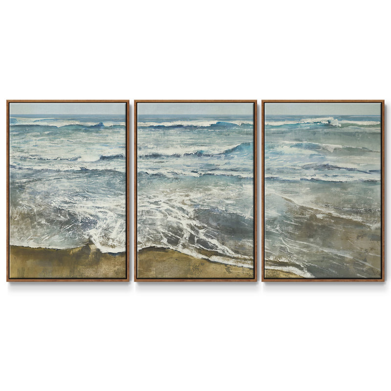 BEACHCOMBING - Toile encadrée multi-pièces, H 36 po x l 75 po x P 2 po, Noyer