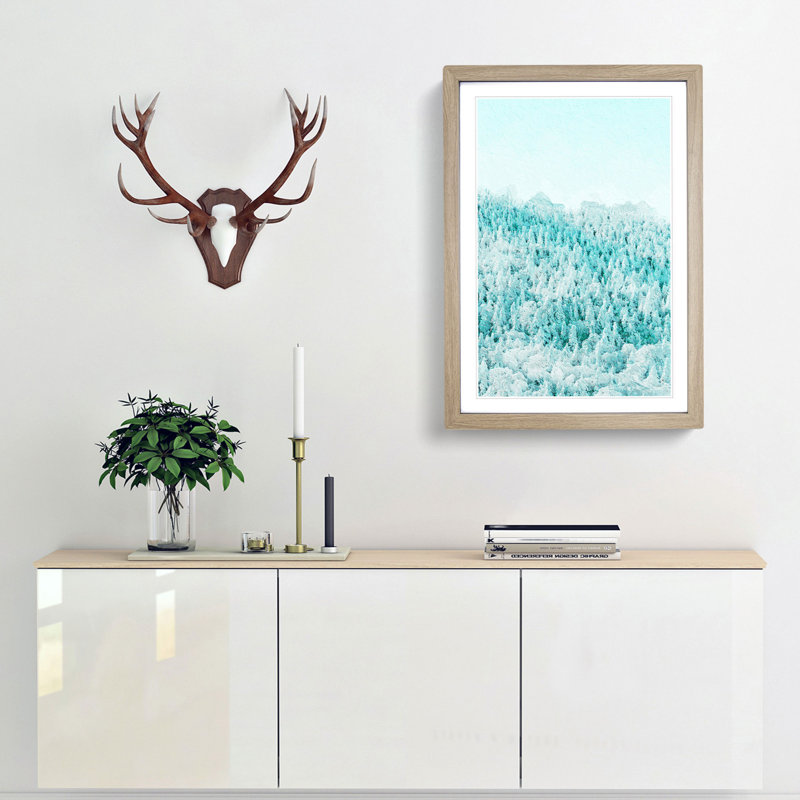 A Winter Forest Abstract Art - Single Picture Frame Painting, 63cm H x 45cm W x 2cm D, Oak Framed