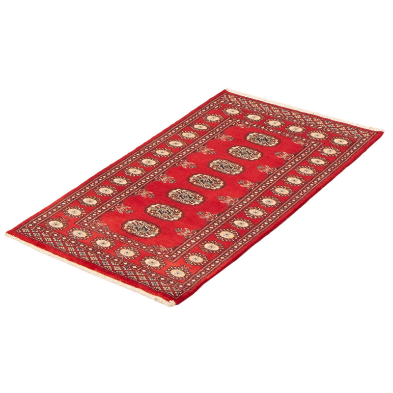 Tapis rouge foncé Maleaha Peshawar Bokhara 2 pi 6 po x 4 pi 4 po