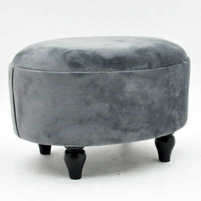 Stylish Callan 40cm Velvet Oval Ottoman – Luxurious Solid Colour Footstool for Office, Living Room & Bedroom Décor