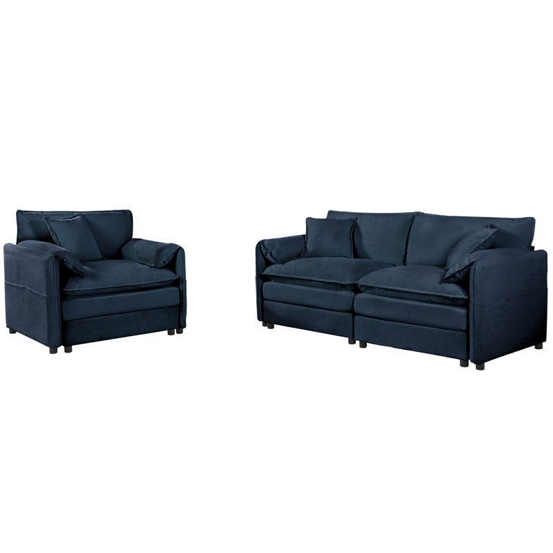 Ensemble de canapés spacieux en chenille, design moderne pour le salon, appartement