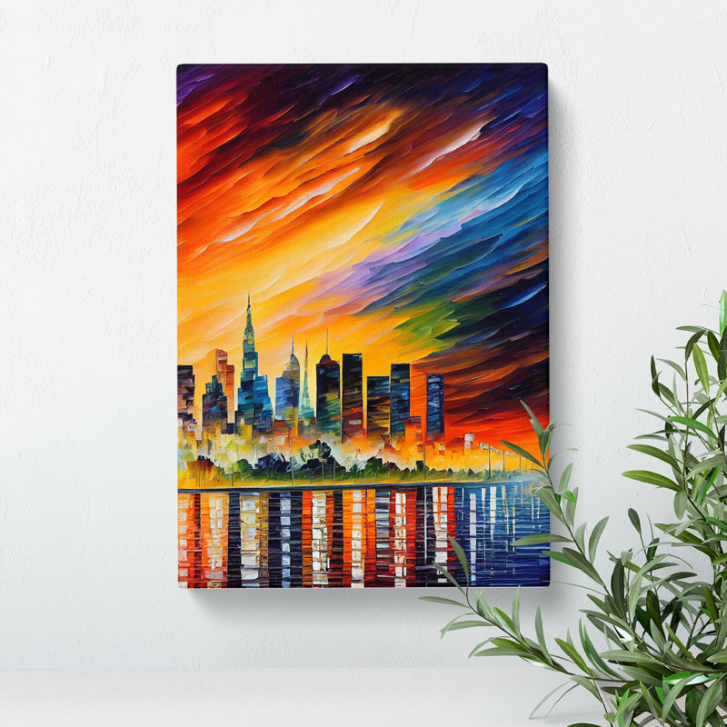 City Skyline At Sunset No.2 - Wrapped Canvas, 50cm H x 35cm W
