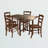Harada 5 Pieces Walnut Finish Drop Leaf Solid Wood Dining Set, 29.32" H X 47.52" W X 29.56" D-169448590