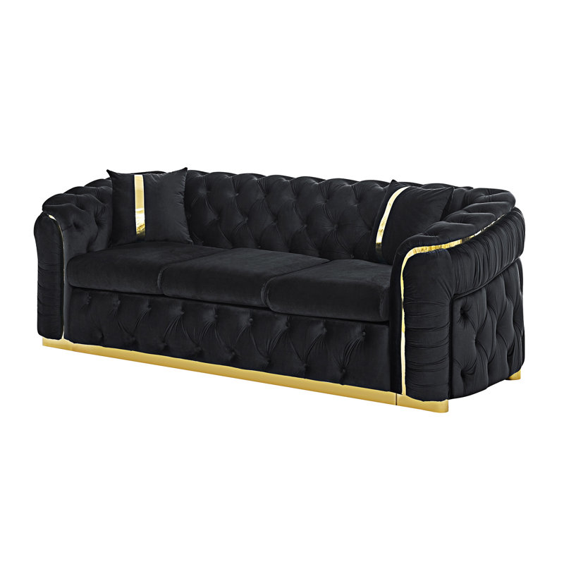 Button Tufted Sofa Couch With Pillows
