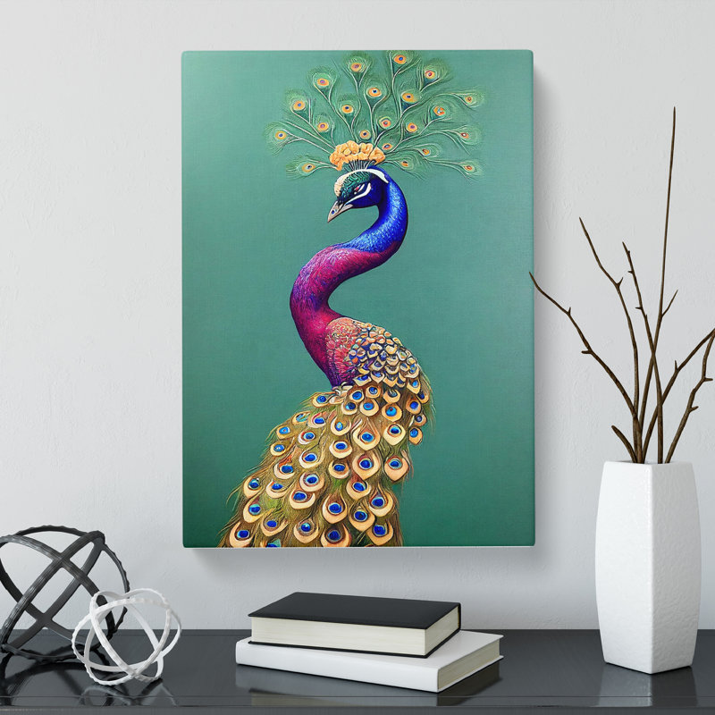 CAN-V0523-1774X Peacock Painting Vol.2 1 Piece Wrapped Canvas Wall Art, 50cm H x 35cm W