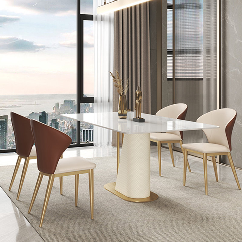 Luxury modern simple rectangular dining table sets, 29.5"H x 70.9"L x 35.4"W