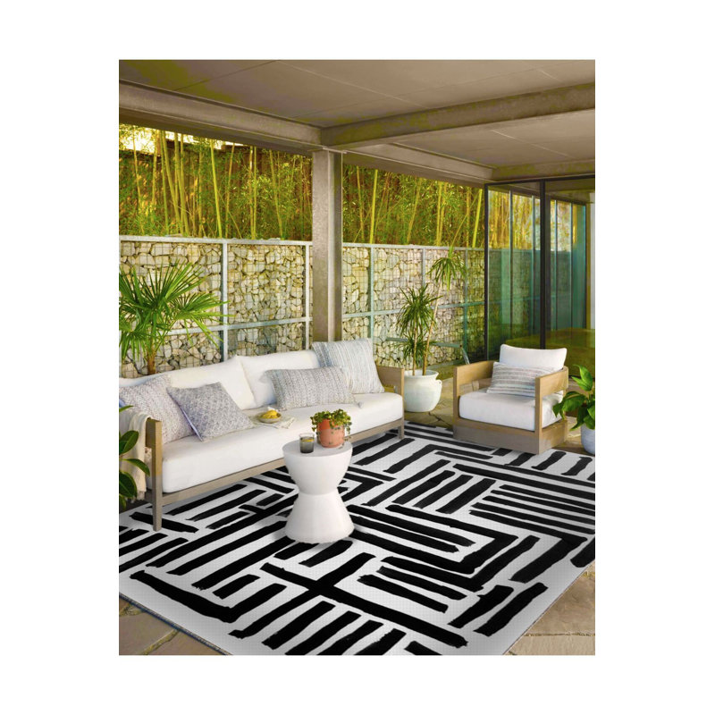 Tapis décoratif à rayures Thick, Sous-tapis rectangulaire de 3 pi 3 po x 4 pi 11 po