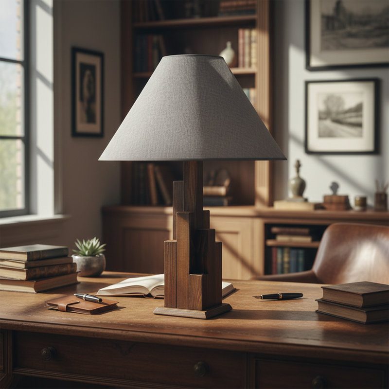 Lampe de table Skyline, Marron foncé, Gris