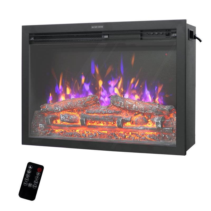 23.6" Recessed Electric Fireplace Heater Insert With Weekly Timer, 5 Adjustable Brightness, Remote Control, 9H Timer, Overheat Protection, 750W/1500W