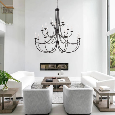 Estelle 20 - Light Candle Style Classic Chandelier with Wrought Iron Accents(47.2")