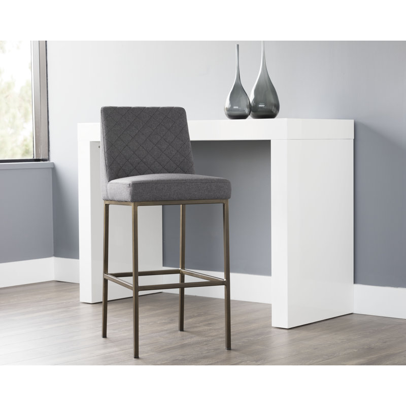 5West Upholstered Stool with Metal Frame, Dark Gray Performance Basketweave, Counter Stool (26" Seat Height)