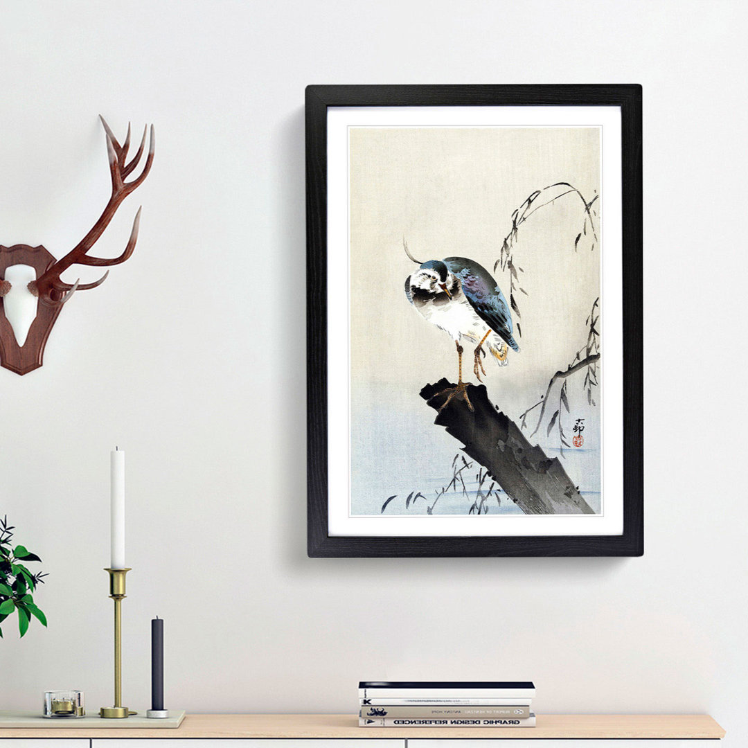 Lapwing on a Tree Stump by Ohara Koson - Picture Frame Painting Print