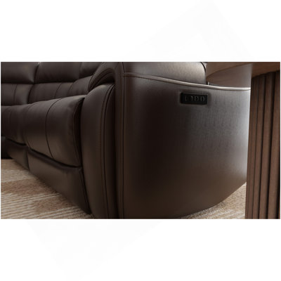 6-Piece Leather Power Sectional In Brazil Tobacco