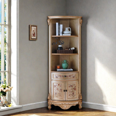 European style hand-painted corner bookcase