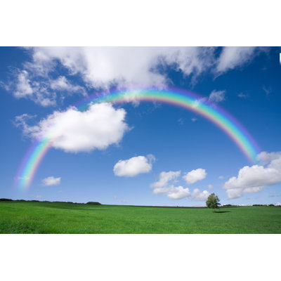 Rainbow over Green Field - Photographie sur toile tendue