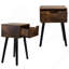 Ensemble de 2 tables d'appoint Mid-Century en bois, table de bout avec 1 tiroir de rangement et table de chevet