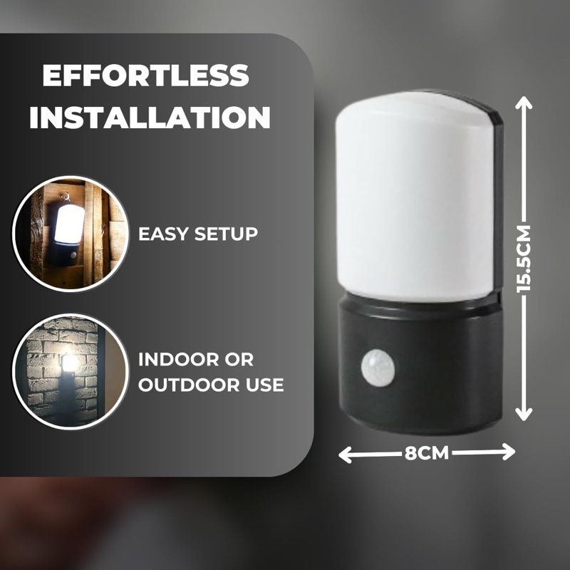Matte Black 15.5cm H Battery Powered Outdoor Sconce