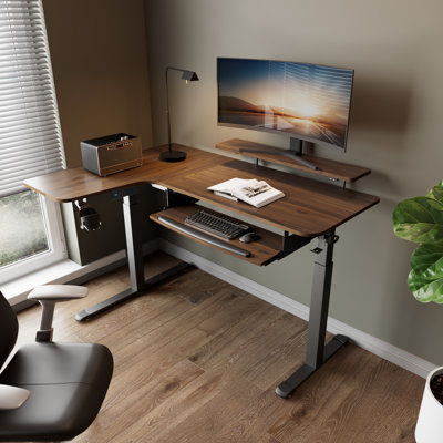Marquasha Adjustable Height L-Shaped Steel Standing Desk