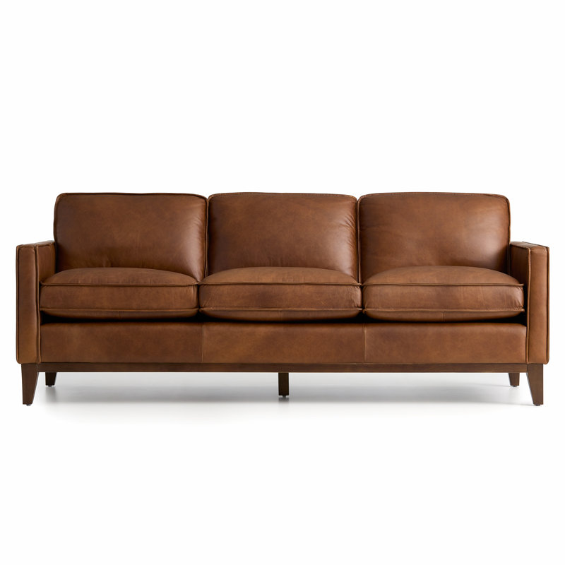 Canapé en cuir 85 po Cascades, Cuir véritable moka