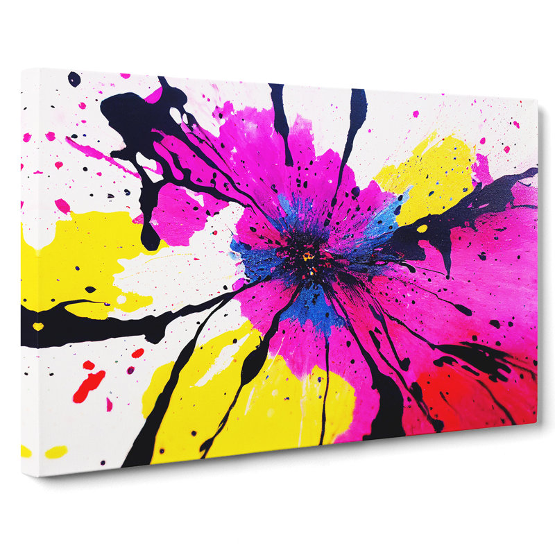 Wild Flower Splash Abstract - Wrapped Canvas, 40cm H x 60cm W x 3cm D