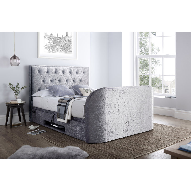 Ameriga Upholstered Ottoman Storage Bed, Crushed Silver, King (5')