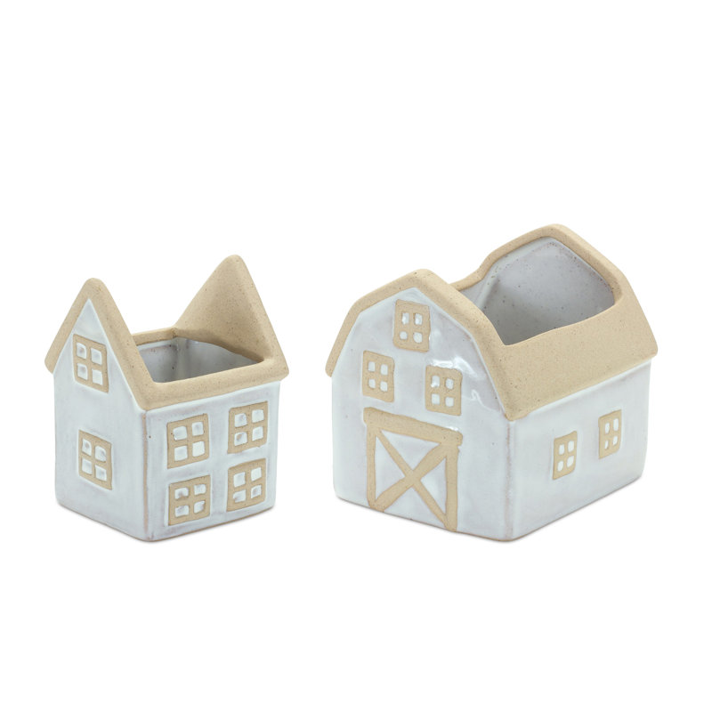 Ensemble de 2 pots de fleurs en porcelaine Alisbha