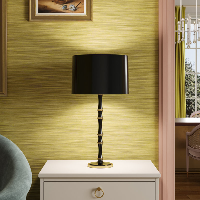 Kane Table Lamp, Obsidian Glazed, Black, Modern Brass
