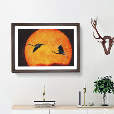 Two Heron Birds in Flight - Picture Frame Graphic Art Print