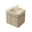 Meuble-lavabo flottant 24 po avec lavabo, meuble de rangement mural, lavabo intégré à surface solide beige crème, perceuse de robinet à 3 trous de 8 po, finition grain de bois de chêne blanc - robinet et drain non inclus